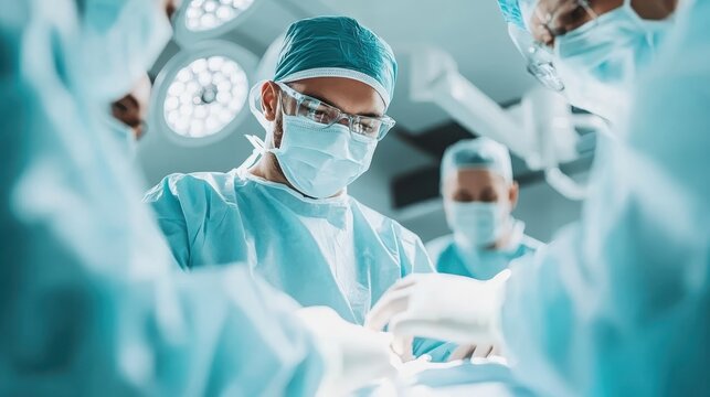 This image captures a team of surgeons intensely focused on a critical operation, showcasing the importance of precision, teamwork, and dedication in the medical field.