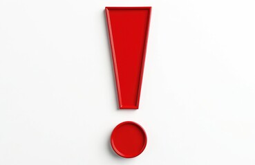 Red exclamation mark isolated on white background. Symbol of attention warning danger information idea. Concept design abstract, isolated letter point. Modern art illustration object. Use for