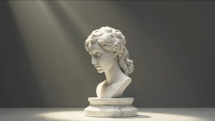 Serene Marble Bust of a Woman in Dramatic Light - Powered by Adobe