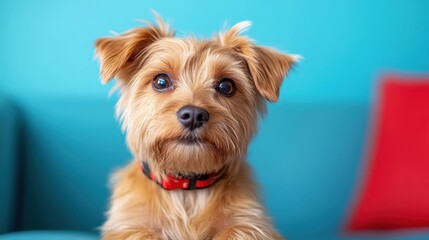 This heartwarming image captures an adorable dog with soft brown fur, showcasing its expressive eyes and playful demeanor, evoking feelings of companionship and joy.