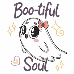 Boo-tiful cute ghost halloween design kawaii