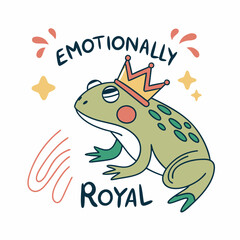 Emotionally royal frog king crown cute illustration