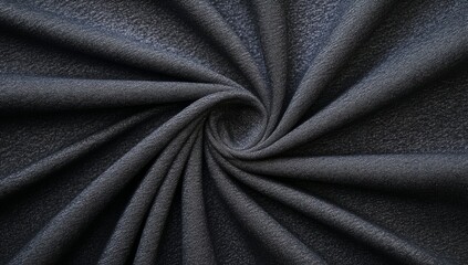 Fototapeta premium Black satin fabric, with a soft and smooth texture and swirls of folds. Dark gray background for an elegant design or fashion concept. Close-up view.