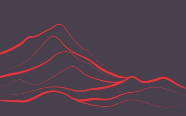 Mountain line art background, luxury red wallpaper design for cover, invitation background,...