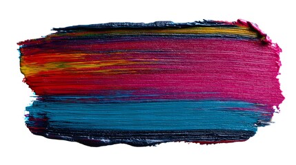 Naklejka premium Artistic paintbrush stroke texture background hand painted mixed media surface bold acrylic textures vivid layered colors top down studio view white background cut out isolated transparent background