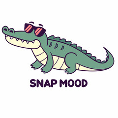 Cool crocodile wearing sunglasses snap mood illustration