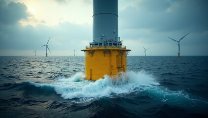 Offshore wind turbines generating clean renewable energy from the ocean