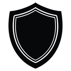 Black and white shield design with a simple outline for security and protection symbols.