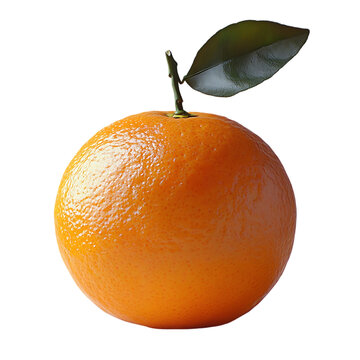 A single orange with a green leaf a vibrant citrus fruit