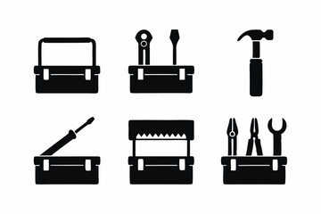 set of Tool Box icon silhouette vector illustration