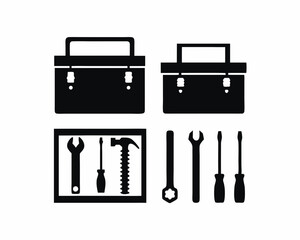 set of Tool Box silhouette vector illustration