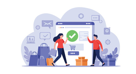 Successful Online Shopping Happy Customers & Secure Checkout Experience