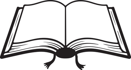 open book illustration black and white vector drawing with pages and bookmark