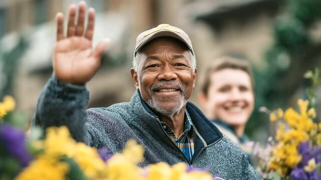 A heartfelt tribute to veterans showcased through a moving parade float.
