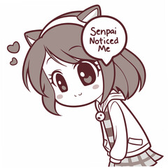 Cute anime girl senpai noticed me transparent png