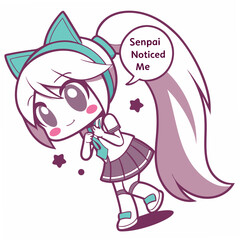 Cute anime girl senpai noticed me transparent png