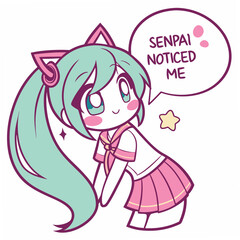 Cute anime girl senpai noticed me transparent png