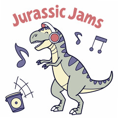 Groovy t-rex dino jams music transparent png