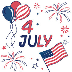 Obraz premium Fourth of July fireworks illuminate the night sky, a patriotic American celebration with stars and stripes symbols