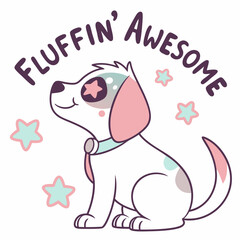 Fluffin awesome cute puppy dog cartoon illustration