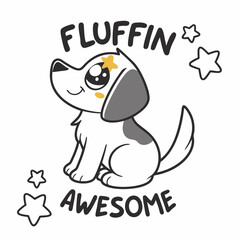Adorable fluffin awesome puppy dog cartoon illustration