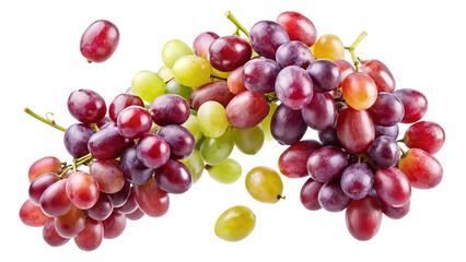 Assorted Grapes Varieties on a White Background for Healthy Eating and Snacking