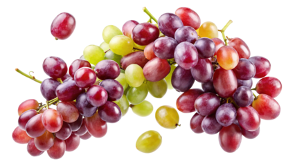 Assorted Grapes Varieties on a White Background for Healthy Eating and Snacking