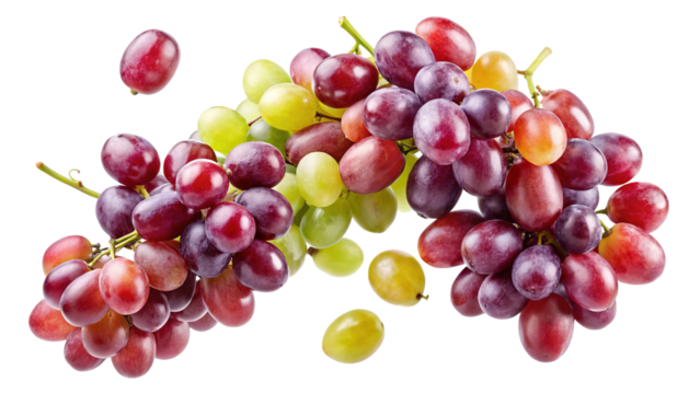 Assorted Grapes Varieties on a White Background for Healthy Eating and Snacking