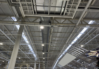 Industrial Ceiling with Metal Structures and Ventilation Ducts