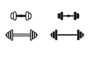 Barbell and dumbbell vector illustration. Barbell and dumbbell icons. Barbell and dumbbell silhouettes. Barbells vector icons.