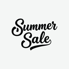 Elegant black cursive "Summer Sale" text design on white background. Perfect for seasonal promotions, banners, or ads. Clean, bold, and eye-catching with a modern slant.
