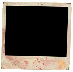 Vintage,grungy empty photo frame, vintage photo print isolated on transparent background with free...