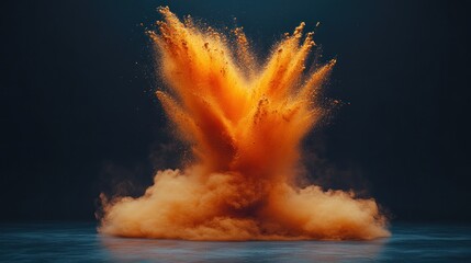 Orange powder explosion against dark background