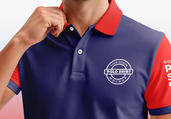 Close-up Polo T-Shirt Mockup