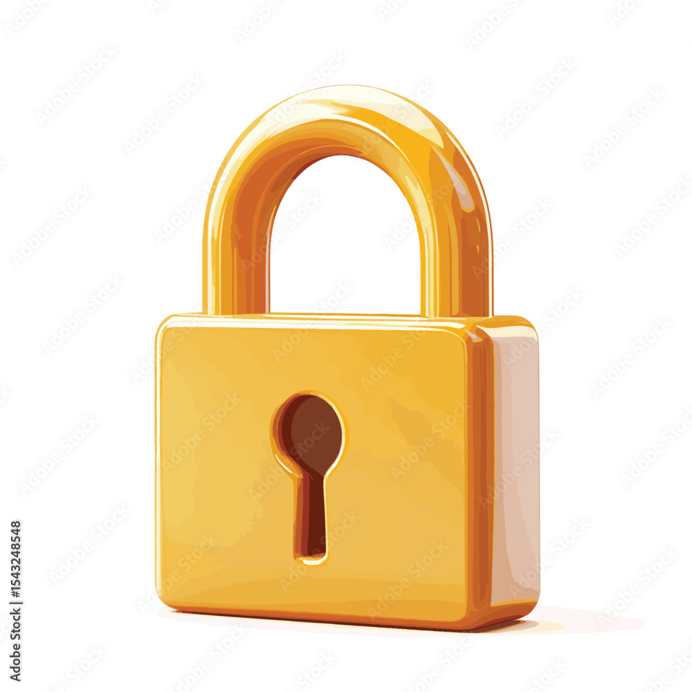 Poster 3d locked padlock with password