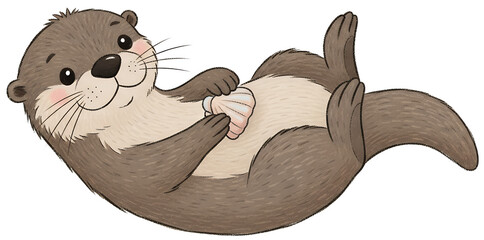 Adorable Otter with Shell