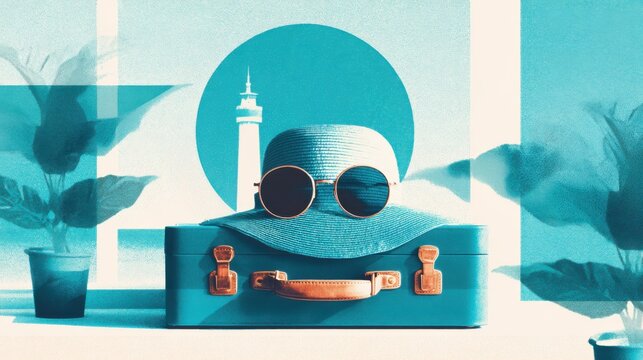 Vacation Vibes With a Suitcase, Sun Hat, and Flip-Flops Ready for Summer Adventures