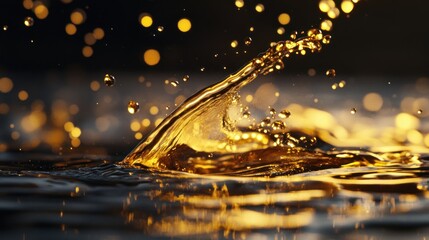 Golden Liquid Splash: A Symphony of Light and Motion