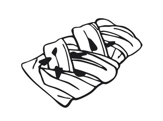Maple Pecan Puff Pastry Braid. Black and white hand-drawn bakery illustration