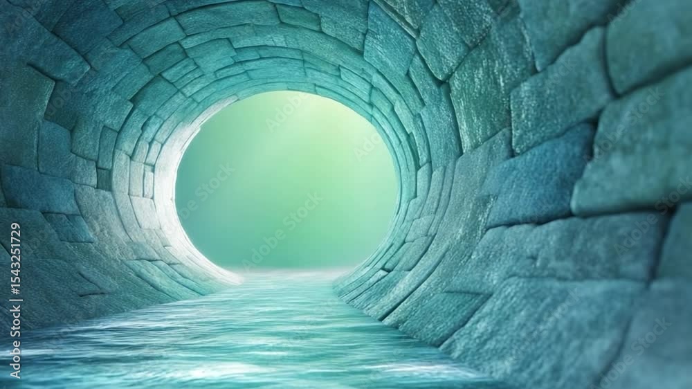 Poster tunnel to the future: a captivating tunnel, constructed of meticulously arranged stone, reveals a be