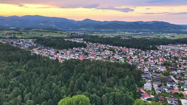 Maribor slovenia at sunset: embracing pohorje mountains