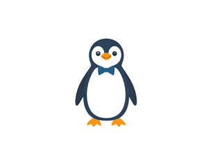 Fototapeta premium Cartoon Penguin with Bow Tie Cute and Formal Antarctic Bird Illustration.