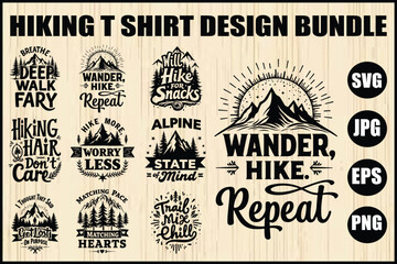 Fototapeta premium Hiking T-Shirt Quote Bundle 