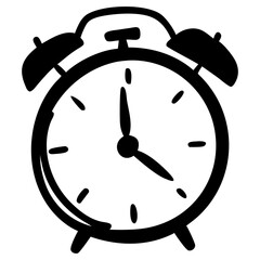Alarm clock Icon, Doodle Style, awakening or attention Symbol