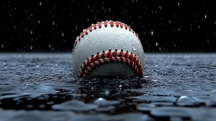 Rain-Soaked Baseball