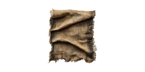 Worn Burlap Sack. Rustic Texture And Vintage Material For Crafting And Decor Isolated On Transparent Background