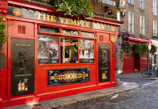 Dublin, Ireland. Facade of The Temple bar, one of Dublin's most tourist and famous pubs.