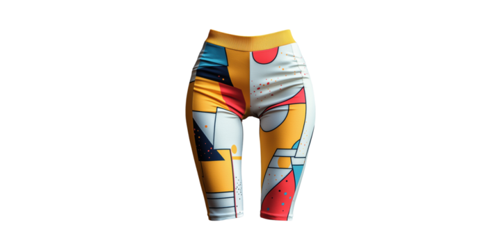 Colorful Geometric Patterned Leggings. Fashionable Activewear For Fitness And Style Isolated On Transparent Background