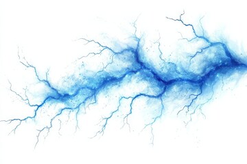 Electric Strike Blue Lightning Bolt Illustration Power Storm Energy Abstract Art on White Background. Generative Ai