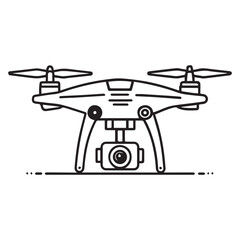 Drone line art vector, drone camera icon outline drawing vector illustration. with white background